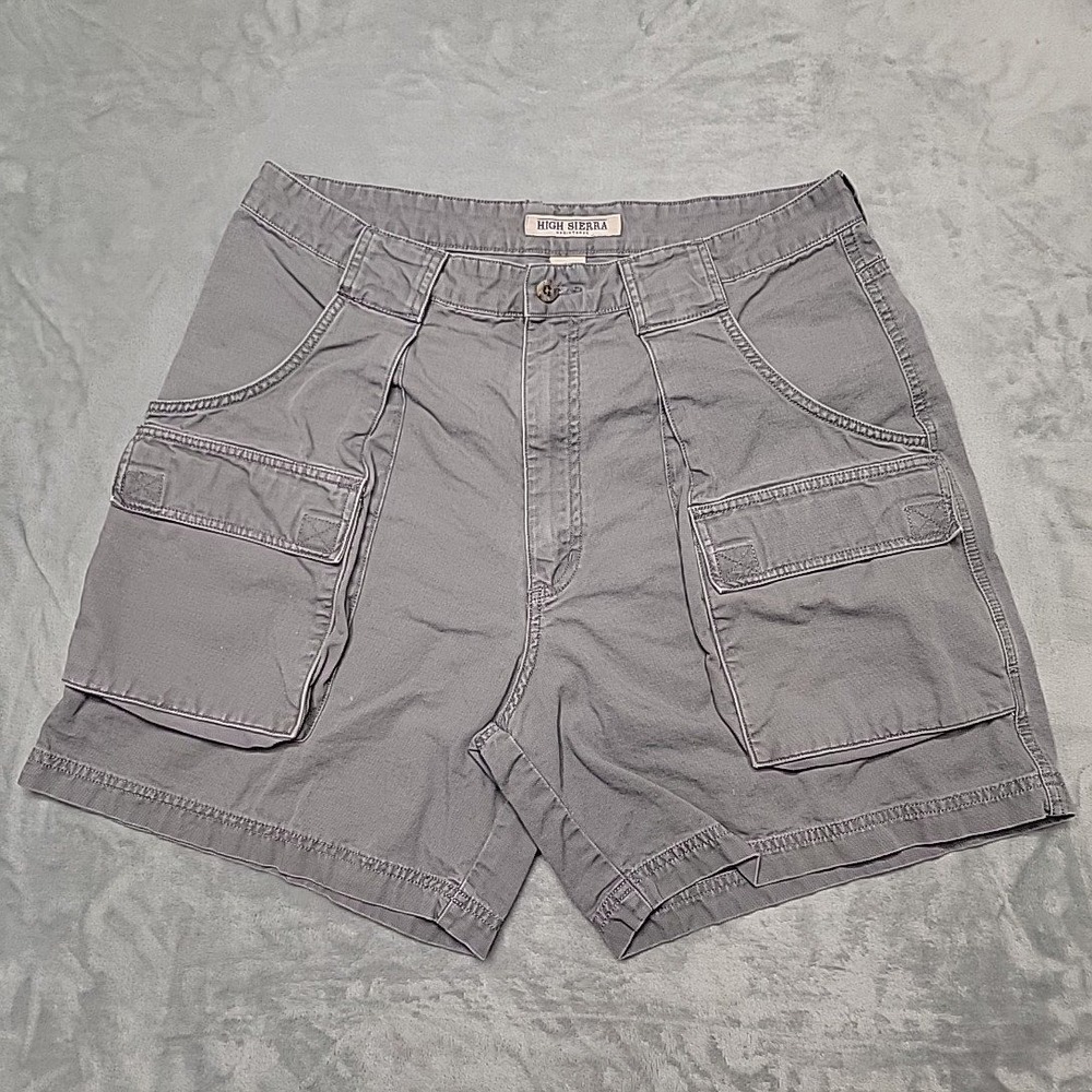 High Sierra Shorts Mens 36 Gray Cargo Canvas Cotton Hiking Outdoor Utility Gorp